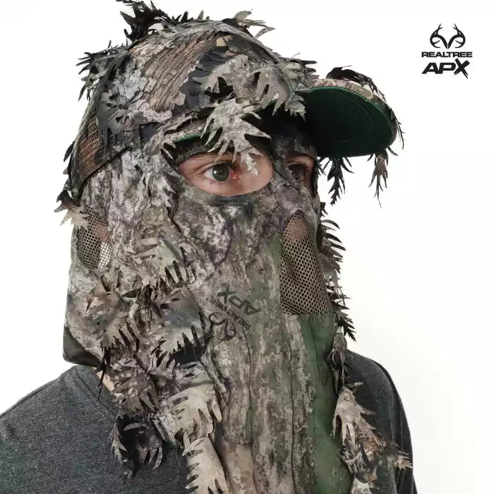 2-in-1 FRONT Leafy Face Mask and Camo Hat