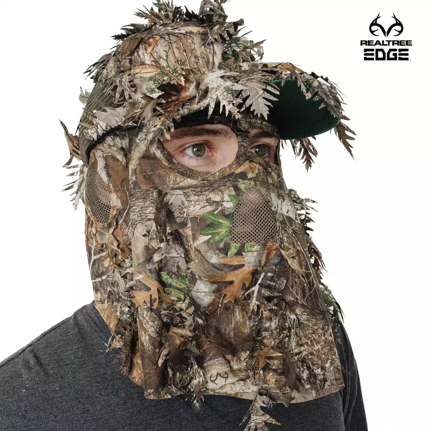2-in-1 FRONT Leafy Face Mask and Camo Hat