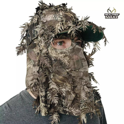 2-in-1 FRONT Leafy Face Mask and Camo Hat