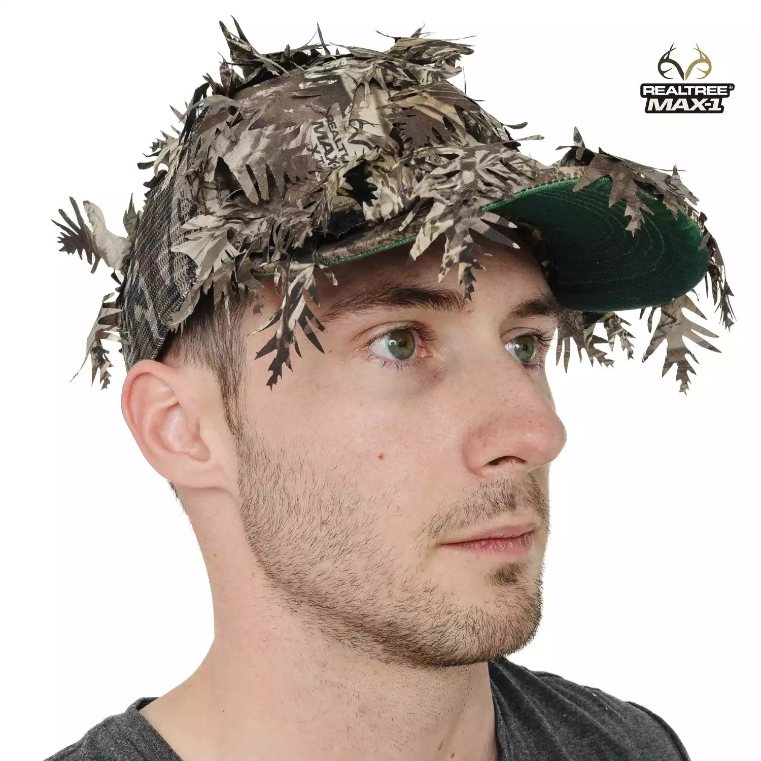 2-in-1 FRONT Leafy Face Mask and Camo Hat