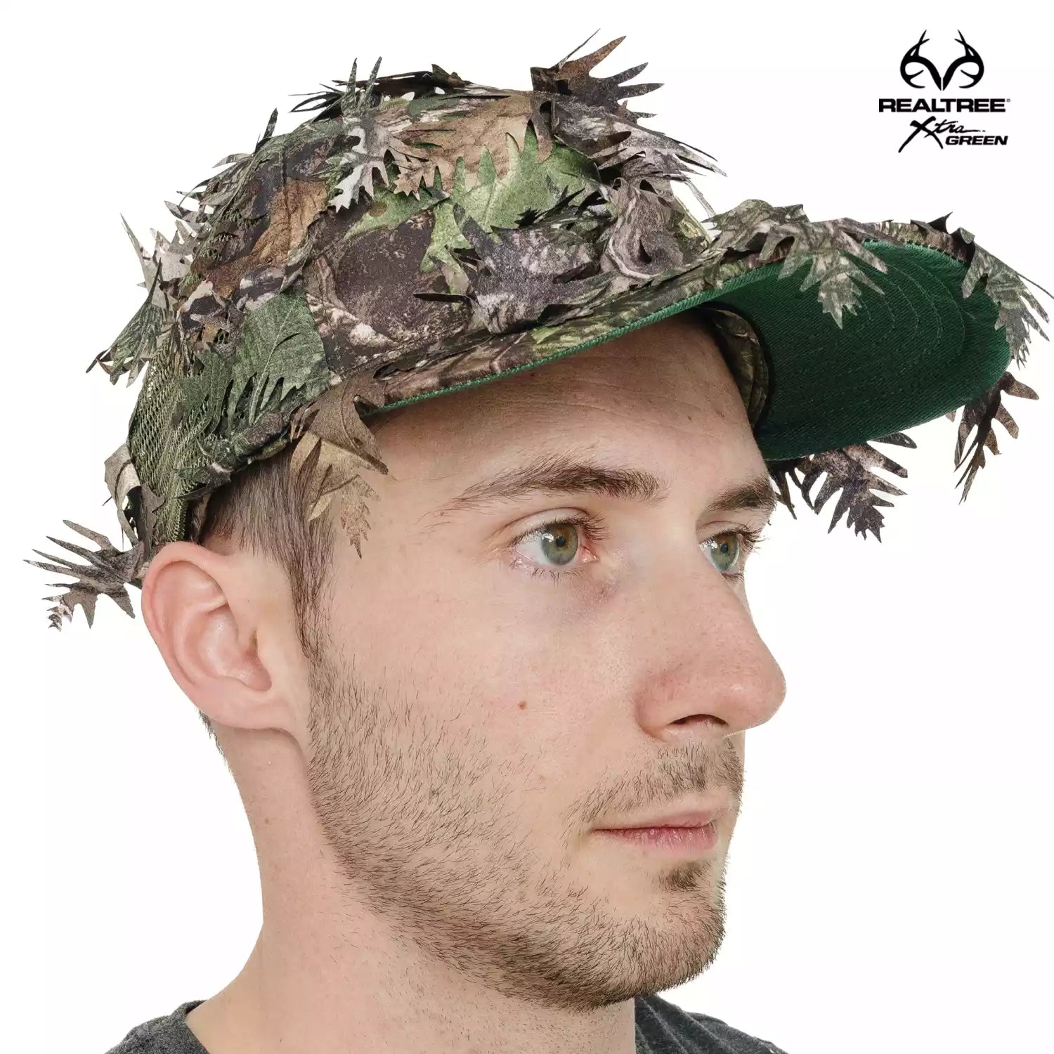 2-in-1 FRONT Leafy Face Mask and Camo Hat