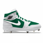 "Reverse Pine" Jordan 1 Retro Cleats - Size 14 Mid Top Metal