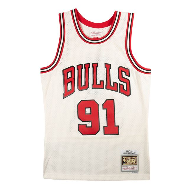 Chicago Bulls Womens Dennis Rodman Cream Mitchell & Ness Swingman Jersey