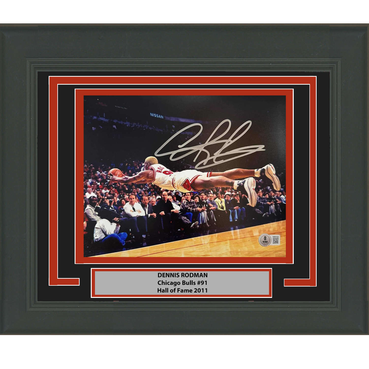 Autographed Dennis Rodman Chicago Bulls 16x20 Framed Basketball Photo