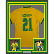 Autographed Rodrygo Silva de Goes 35x39 Brazil Yellow Soccer World Cup Jersey
