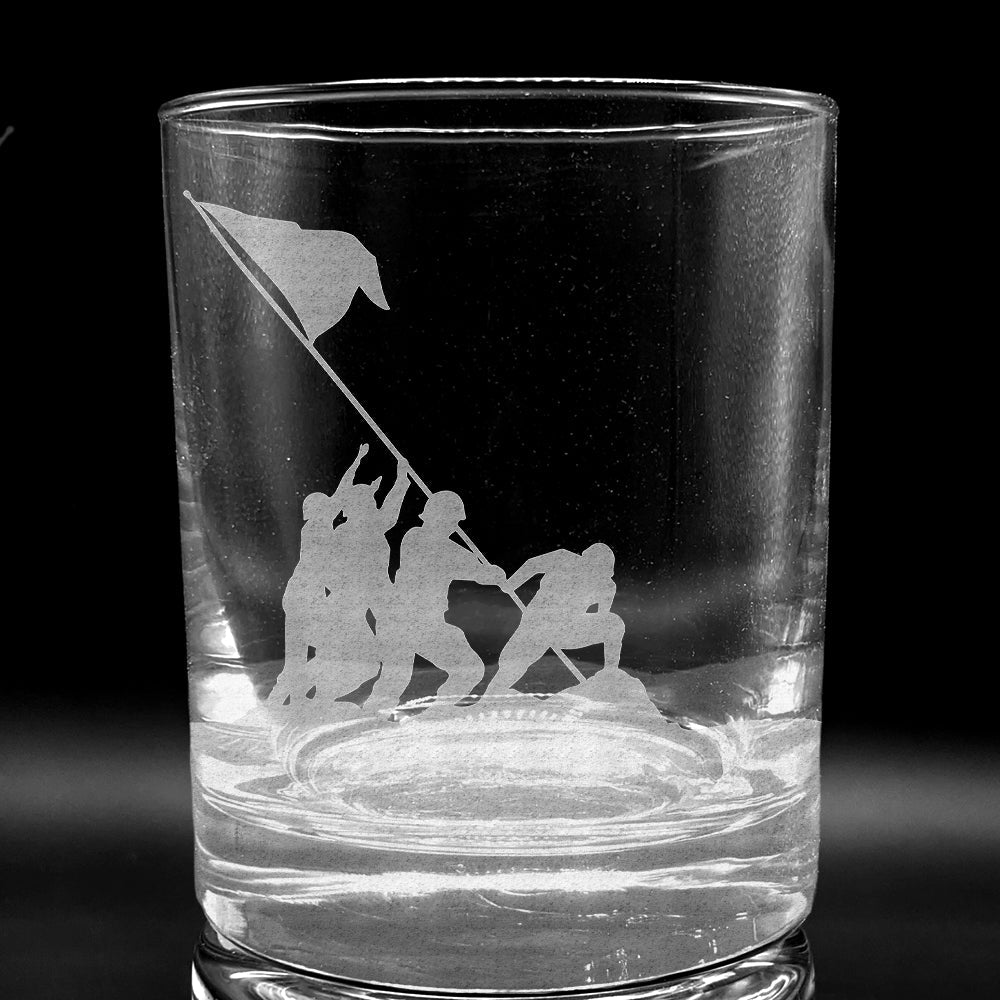 Iwo Jima Flag Raising Whiskey Glass