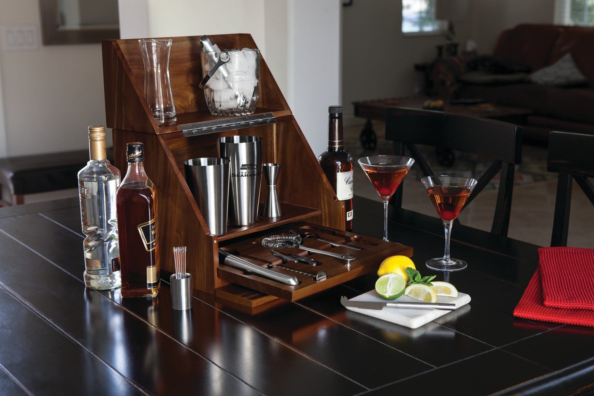 Seattle Seahawks Madison Acacia Tabletop Bar Set