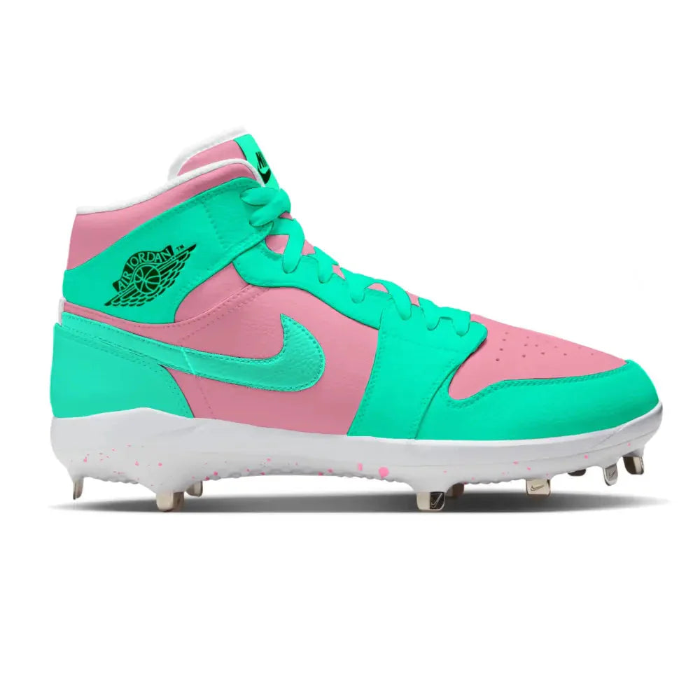 "Shock Teal" Jordan 1 Retro Cleats