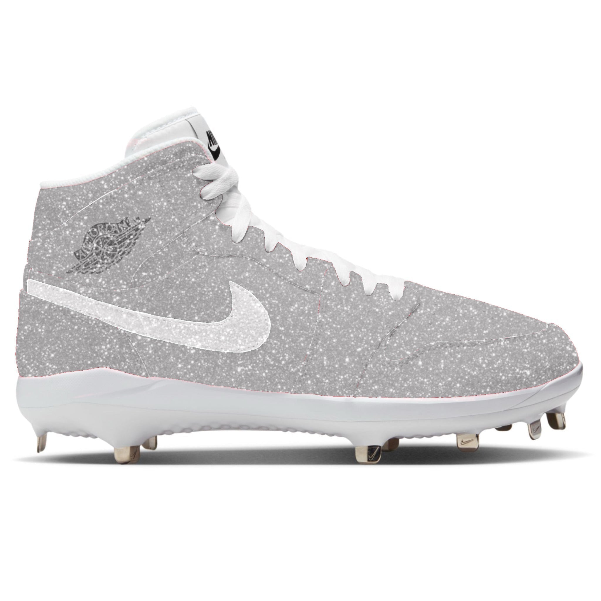"Silver Glitter" Jordan 1 Retro Cleats
