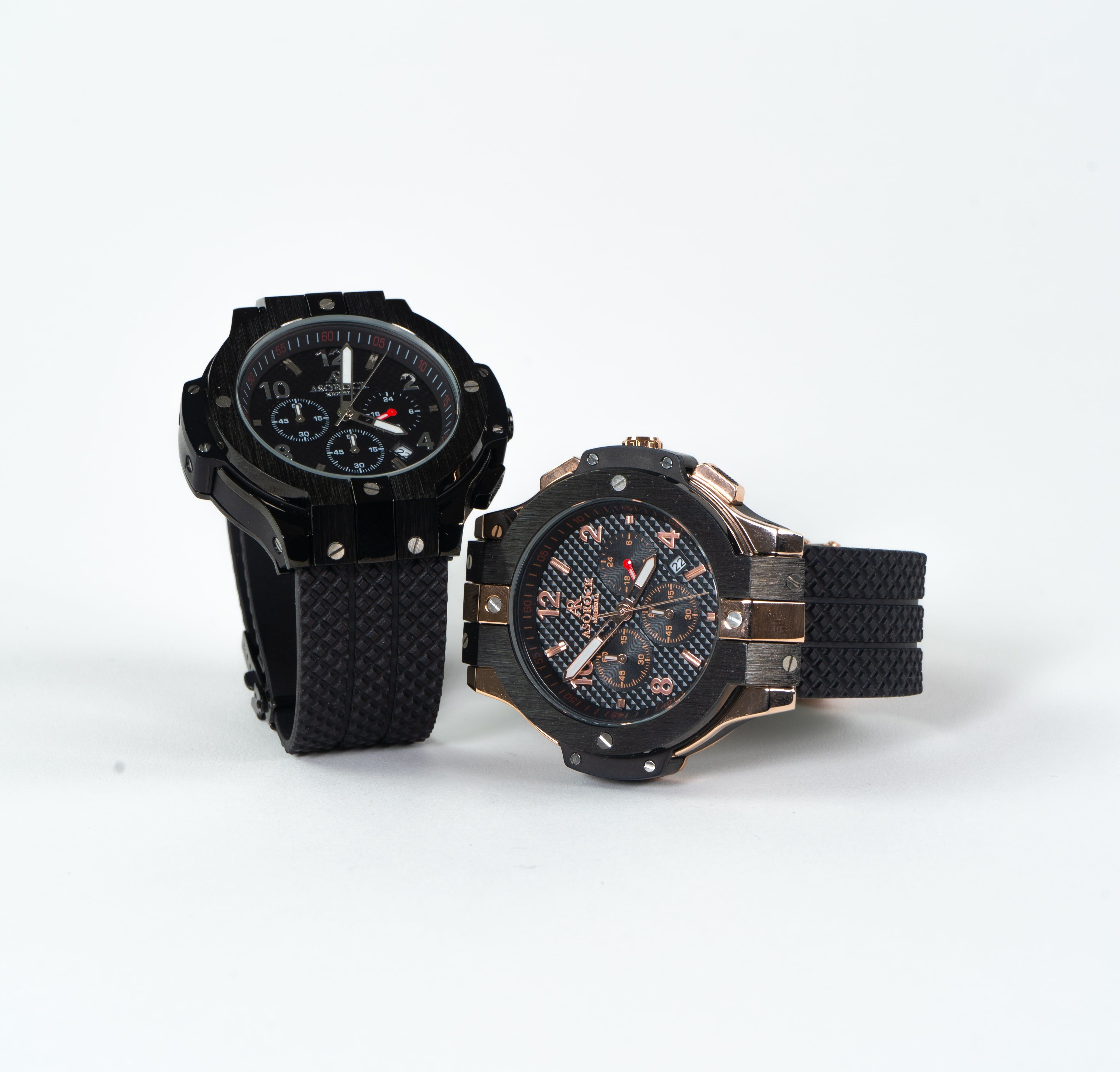 SPEEDRACER ALL BLACK - from ASOROCK WATCHES  a black african american owned luxury unique watch brand with swiss rolex AP homage style watches 