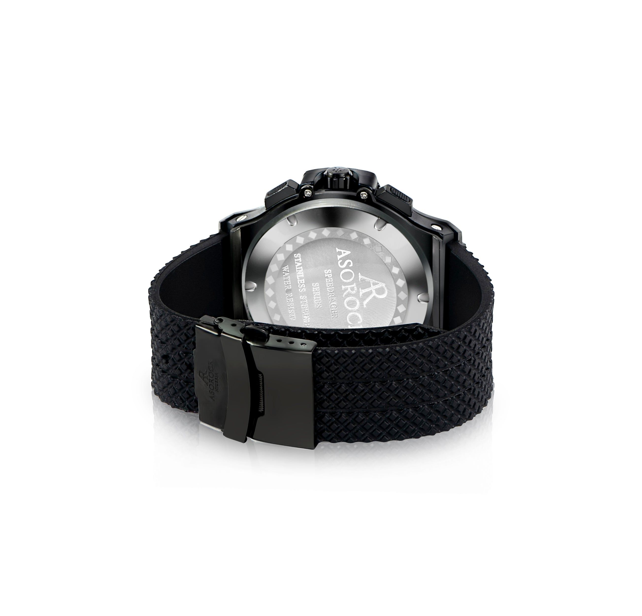 SPEEDRACER ALL BLACK - from ASOROCK WATCHES  a black african american owned luxury unique watch brand with swiss rolex AP homage style watches 