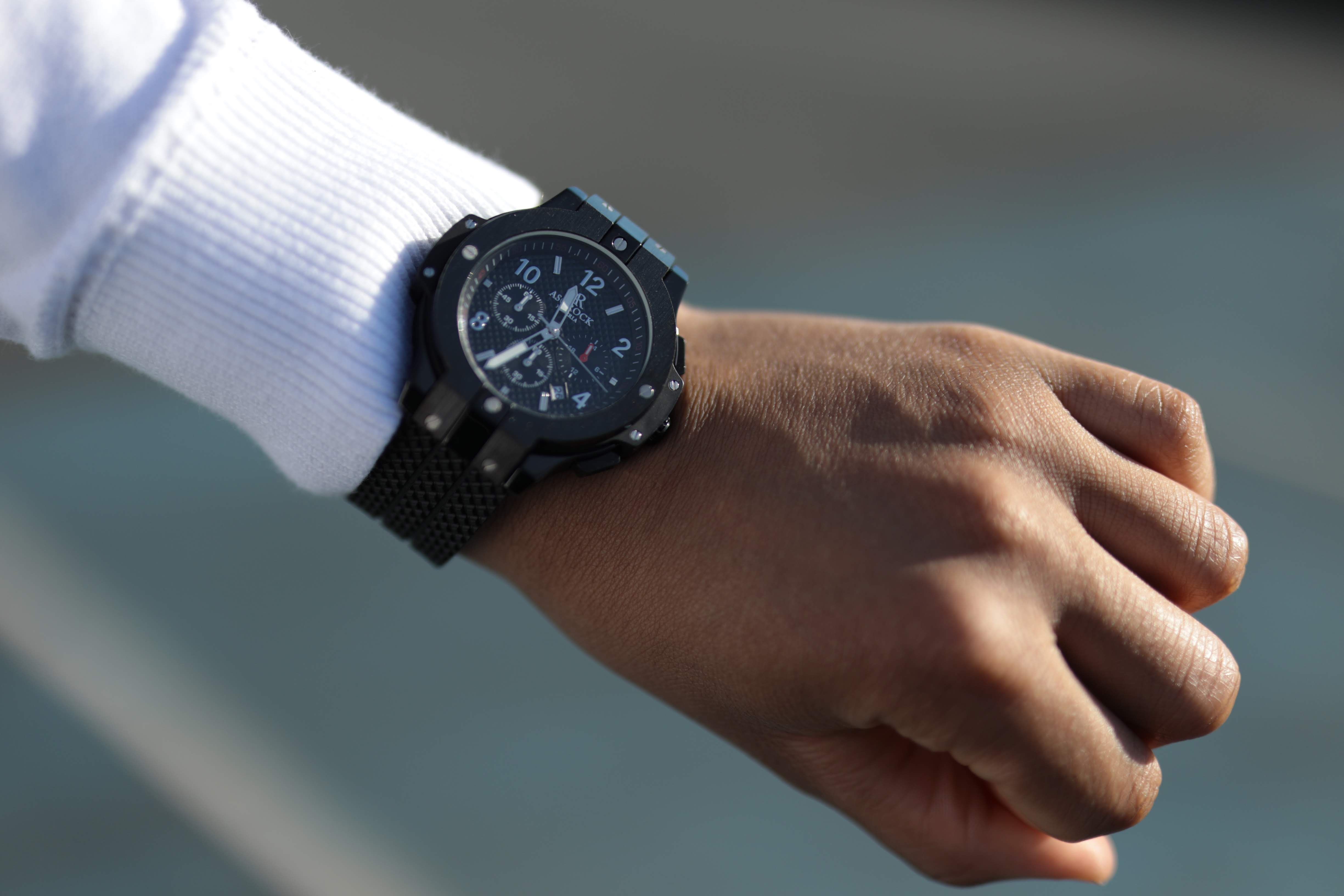 SPEEDRACER ALL BLACK - from ASOROCK WATCHES  a black african american owned luxury unique watch brand with swiss rolex AP homage style watches 