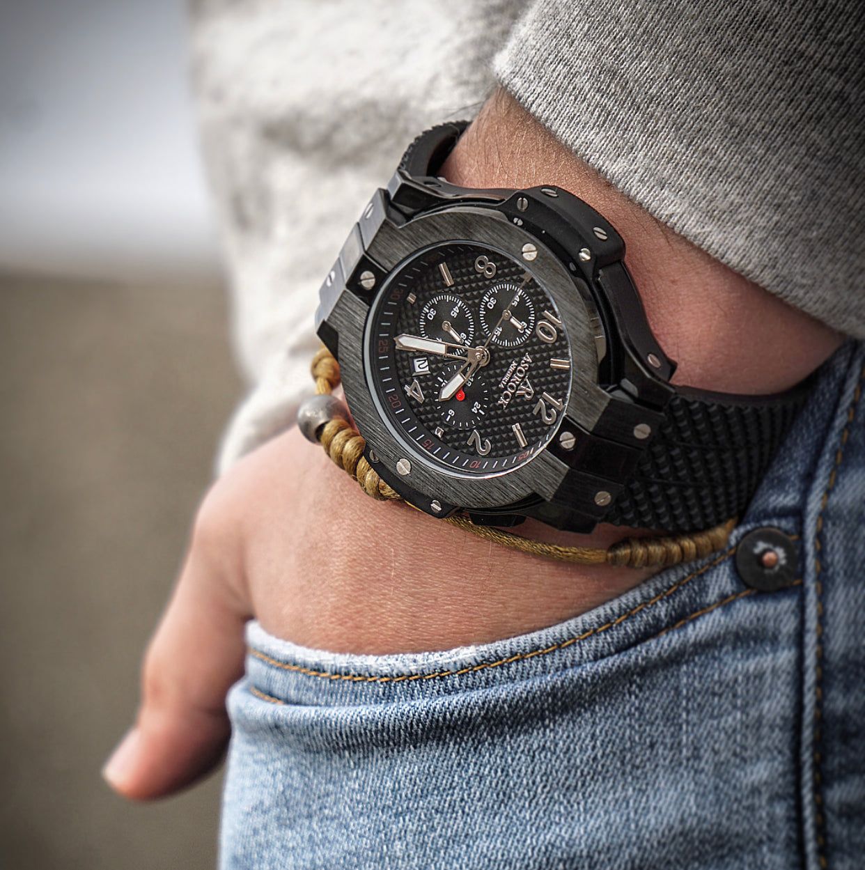 SPEEDRACER ALL BLACK - from ASOROCK WATCHES  a black african american owned luxury unique watch brand with swiss rolex AP homage style watches 