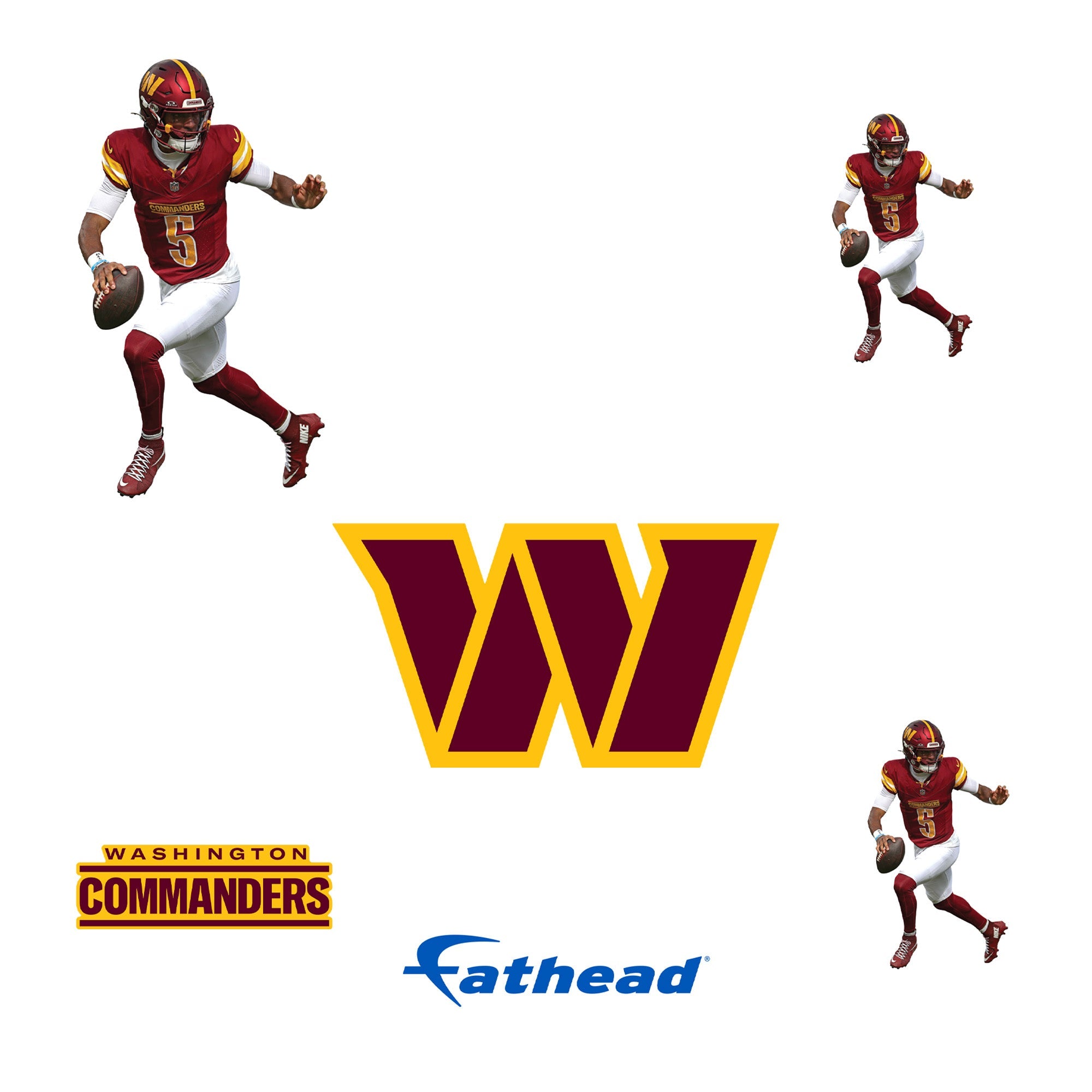Washington Commanders Jayden Daniels 5 Minis (Mixed Sizes) Reusable Vinyl Decals