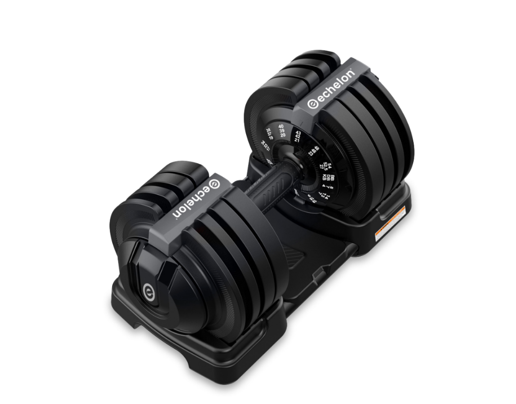 Echelon Strength Adjustable Dumbbells 752 with Stand