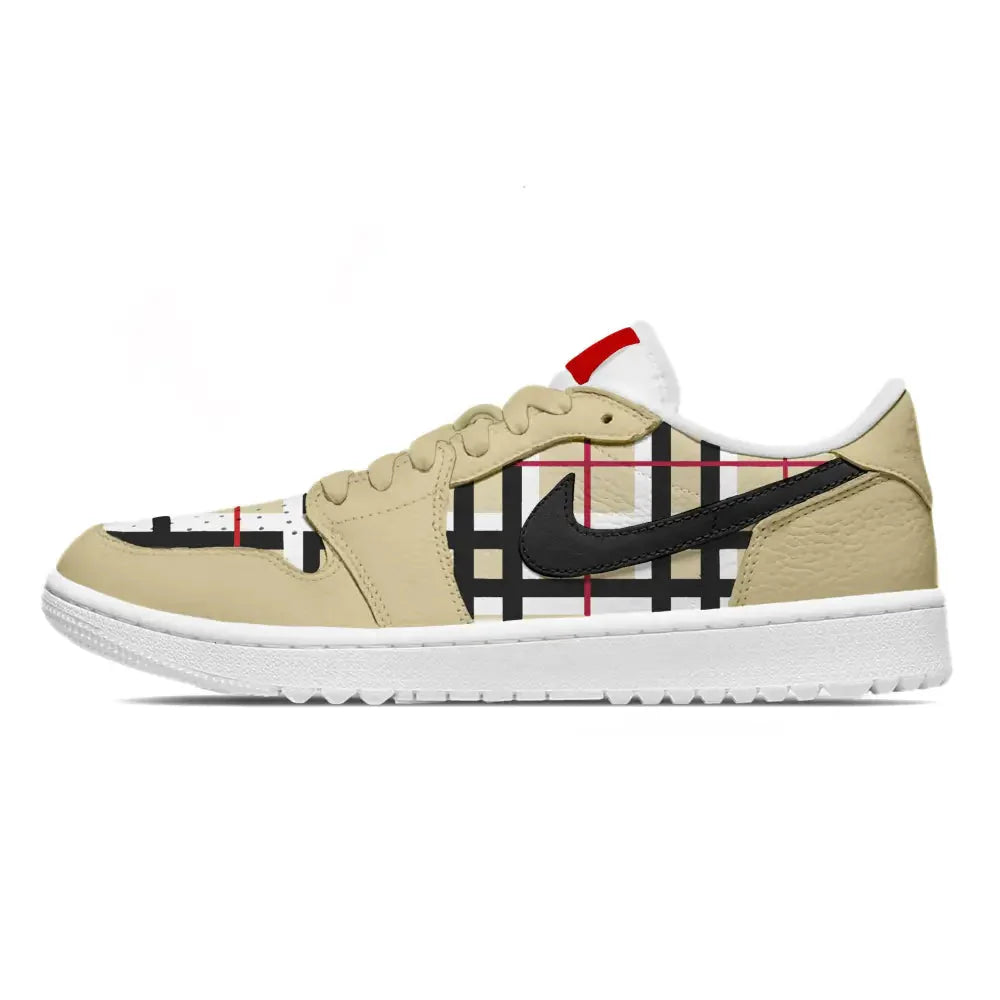 "Vachetta Tan Plaid" Jordan 1 Golf Shoes