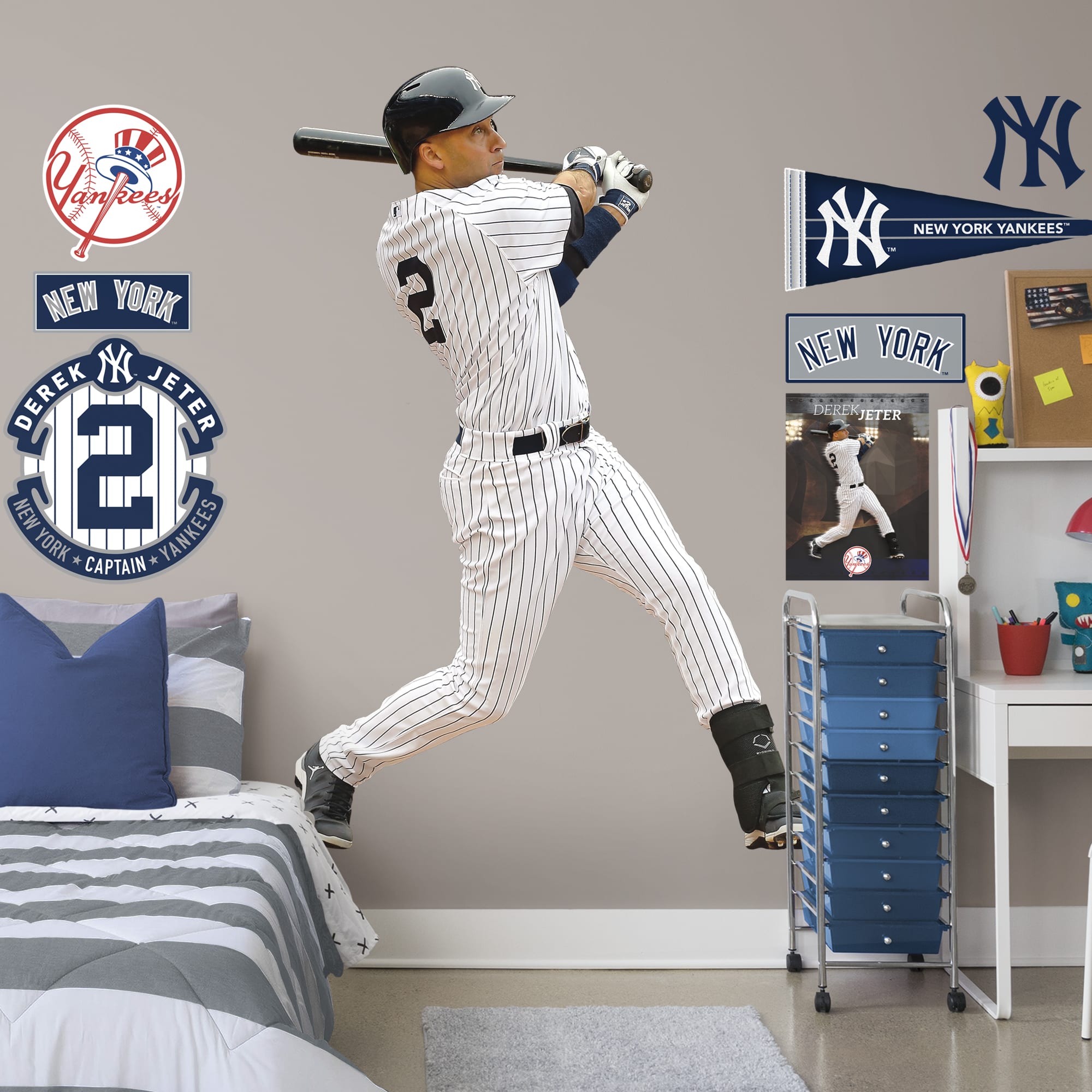 Derek Jeter - RealBig Legacy Collection - Official MLB - New York Yankees - Reusable Vinyl Wall Decals
