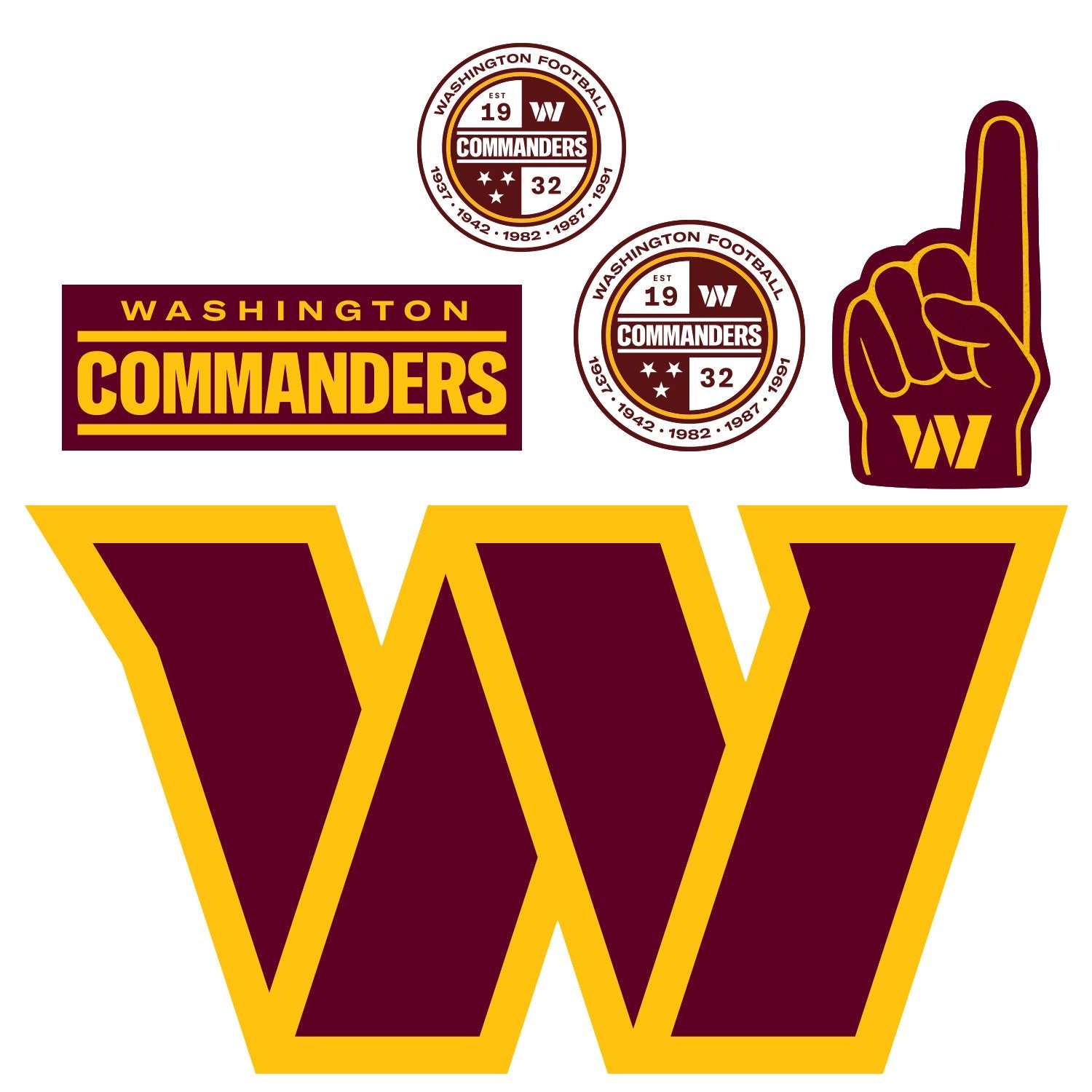 Washington Commanders RealBig Logo Collection Reusable Vinyl Wall Decals
