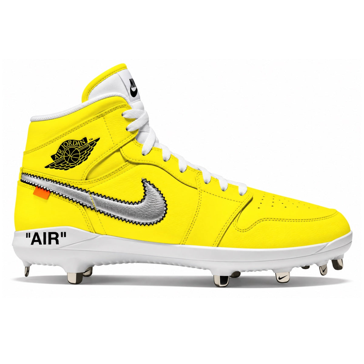 "Yellow Force OW" Jordan 1 Retro Cleats