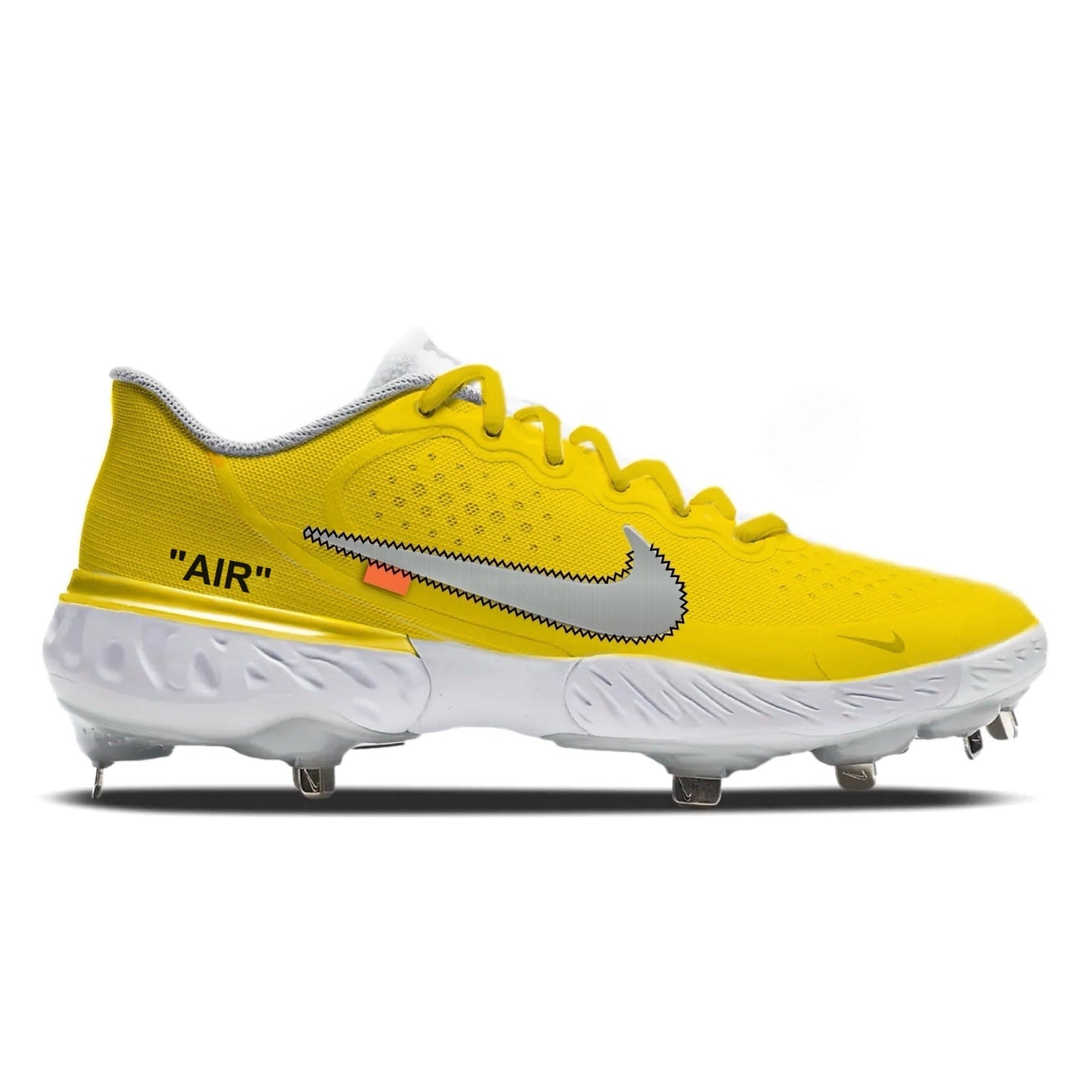 "Yellow Force OW" Nike Alpha Huarache Elite 3 Low Cleats