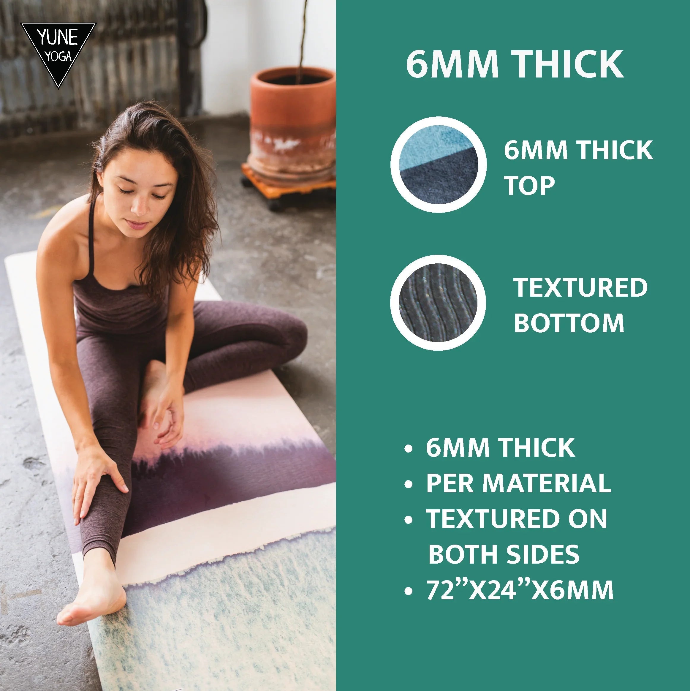 Jerome Lake Yoga Mat – 6 Mm Extra Thick, Double-sided Non-slip, Eco-friendly Per With Deep Blue Water Design | Yune Yoga
